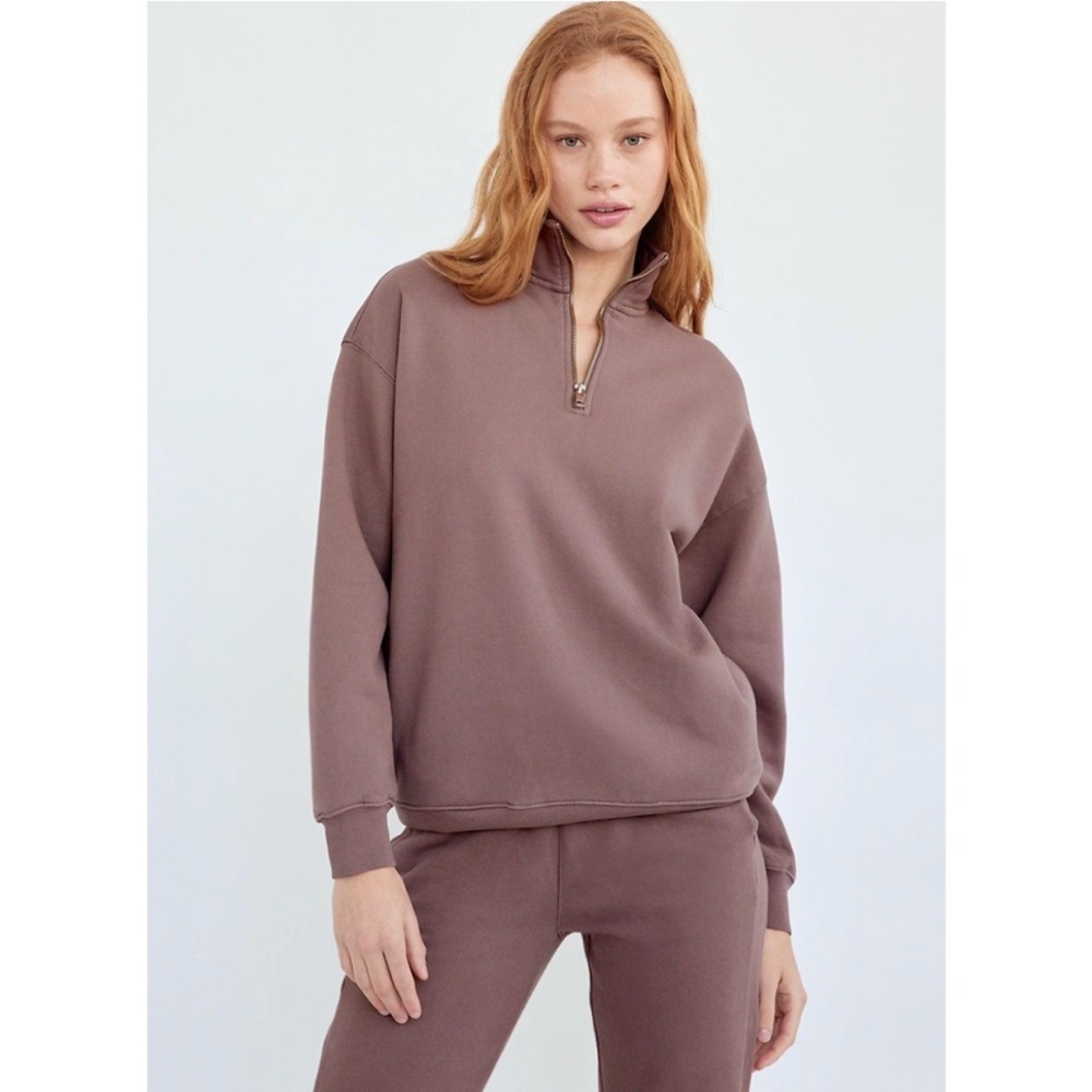 Tna | Set Cozy Fleece Matching Sweatsuit Mega 1/2 Zip & Perfect Sweatpants Mauve